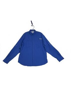 Columbia Men's Long Sleeve Button-Up Shirt Blue Size M/M b31